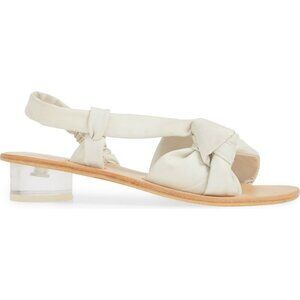 Jeffrey Campbell Asher Leather Asymmetrical Slingback Heeled Sandals White Sz 8